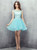 Light Blue Tulle Appliques Backless With Crystal Homecoming Dress