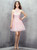 Pink Halter Backless Tulle Appliques Pearls Homecoming Dress