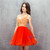 Red Spaghetti Straps Tulle Appliques Backless Homecoming Dress