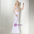 White Halter Two Piece With Crystal Floor Length Prom Dress
