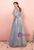 Plus Size Blue Tulle V-neck Backless With Sash Prom Dress