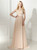 Champagne Chiffon Lace Floor Length Sleeveless Prom Dress