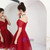 In Stock:Ship in 48 hours Burgundy Off the Shoulder Organza Homecoming Dress