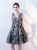 Gray Tulle V-neck Appliques Homecoming Dress