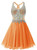 In Stock:Ship in 48 hours Orange Chiffon V-neck Homecoming Dress