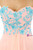 Pink Chiffon Sweetheart Blue Appliques Floor Length Bridesmaid Dress