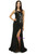 Black One Shoulder Chiffon With Pleats Crystal Bridesmaid Dress