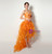 Orange Hi Lo Organza Sweetheart With Beading Prom Dress