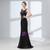 Black Mermaid Sequins Floor Length Beading Prom Dress