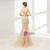 Champagne Mermaid Halter Tulle Beading Prom Dress