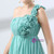 Blue One Shoulder Pleats Flower High Waist Bridesmaid Dress