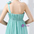 Blue One Shoulder Pleats Flower High Waist Bridesmaid Dress