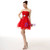 Red Mini Sweetheart Tulle Pleats With Crystal Homecoming Dress