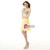 Yellow Chiffon Knee Length With Crystal Homecoming Dress