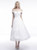 White Lace Off The Shoulder Tea Length Wedding Dress