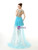 Blue Hi Lo Tulle Appliques Backless Cap Sleeve Homecoming Dress