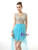 Blue Hi Lo Tulle Appliques Backless Cap Sleeve Homecoming Dress