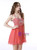 Red Chiffon Halter Mini With Beading Homecoming Dress