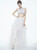 Sexy White Two Piece Tulle Beading See Through Prom Dress