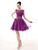 Purple Chiffon Cap Sleeve Backless Knee Length Homecoming Dress
