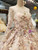 White Ball Gown Long Sleeve Flower Floor Length Wedding Dress