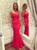 Red Evening Dress, Lace Applique Evening Dress