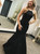 Black Mermaid Halter Satin Sleeveless Prom Dress