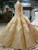 Gold Ball Gown Off The Shoulder Sequins Long Sleeve Wedding Dress