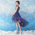 In Stock:Ship in 48 hours Blue Hi Lo Tulle Appliques Homecoming Dress