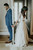 Boho White V-neck Two Pieces Lace 3/4 Sleeve Wedding Dress