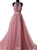 A-Line Pink Halter Sleeveless Backless Applique Tulle Prom Dress