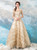 In Stock:Ship in 48 hours Gold Half Sleeve Backless Prom Dress