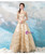 In Stock:Ship in 48 hours Gold Half Sleeve Backless Prom Dress