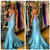 Blue Mermaid Sweetheart Satin With Rhinestones Evening Dress