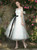 In Stock:Ship in 48 hours White Off The Shoulder Tea Length Bridesmaid Dress