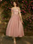 In Stock:Ship in 48 hours Pink Cap Sleeve Tea Length Bridesmaid Dress