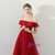 In Stock:Ship in 48 hours Burgundy Off The Shoulder Prom Dress