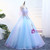 In Stock:Ship in 48 hours Blue V-neck Tulle Floor Length Quinceanera Dresses