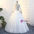 Back view of a white Quinceanera dress with lace-up back and tulle skirt