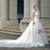 White Ball Gown Sweetheart Neck Backless Train Wedding Dress