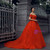 Red Ball Gown Tulle Off The Shoulder Appliques Short Sleeve Wedding Dress