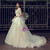 Ball Gown White Tulle Appliques Long Sleeve Sexy Back Wedding Dress