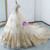 White Ball Gown Tulle Gold Appliques Off The Shoulder Wedding Dress