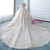 Champagne Ball Gown Sequins Short Sleeve Long Train Wedding Dress