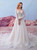 Light Champagne Long Sleeve V-neck Backless Sequins Wedding Dress