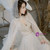 Light Champagne Long Sleeve V-neck Backless Sequins Wedding Dress