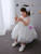 In Stock:Ship in 48 Hours White Organza With Bow Little Girl Dress