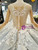 Blue Ball Gown Tulle Long Sleeve Appliques Flower Wedding Dress