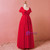 Plus Size Red Tulle Appliques Short Sleeve Floor Length Prom Dress