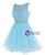 Blue Tulle Backless Lace Appliques Beading Homecoming Dress